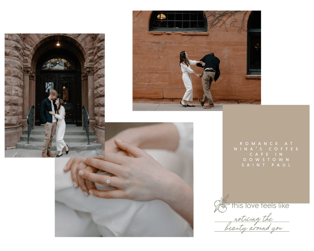 Warm and romantic engagement photography in downtown Saint Paul.